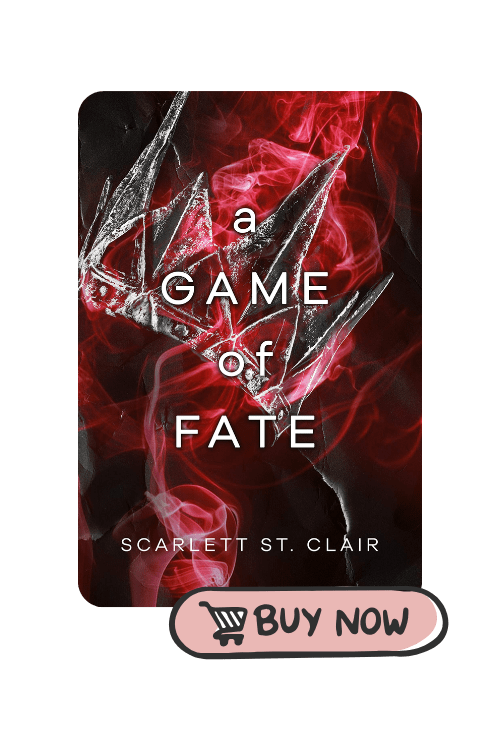 a game of fate book cover with a pink buy now button