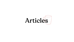 articles header with a pink coffee cup graphic