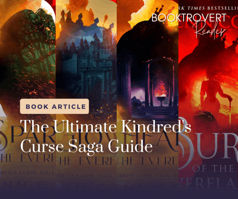 The Ultimate Kindred’s Curse Saga Guide graphic featuring the four Penn Cole Everflame book covers with Spark, Glow, Heat, and Burn artwork.